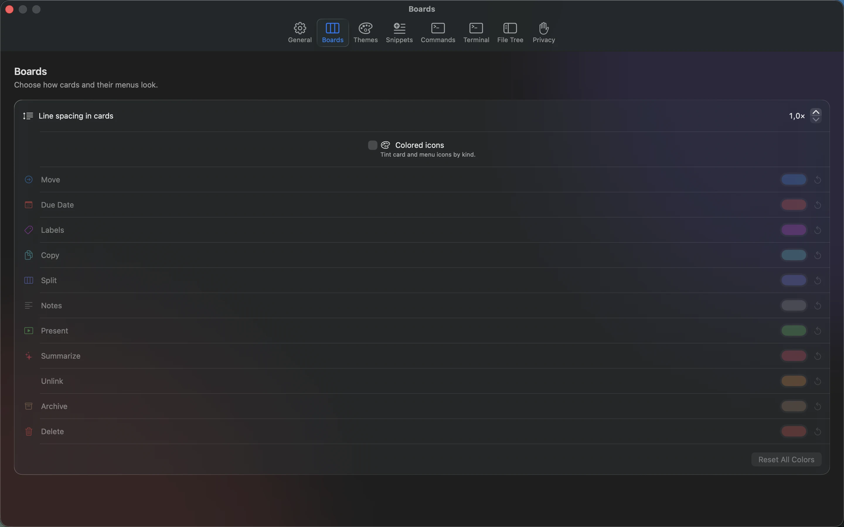 MeatPad version 0.31.4 en — MeatPad Boards Settings.