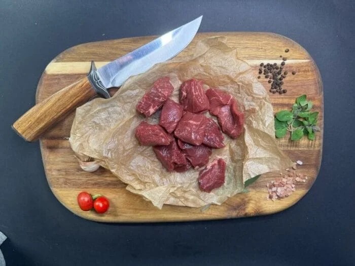 Fresh diced beef for goulash