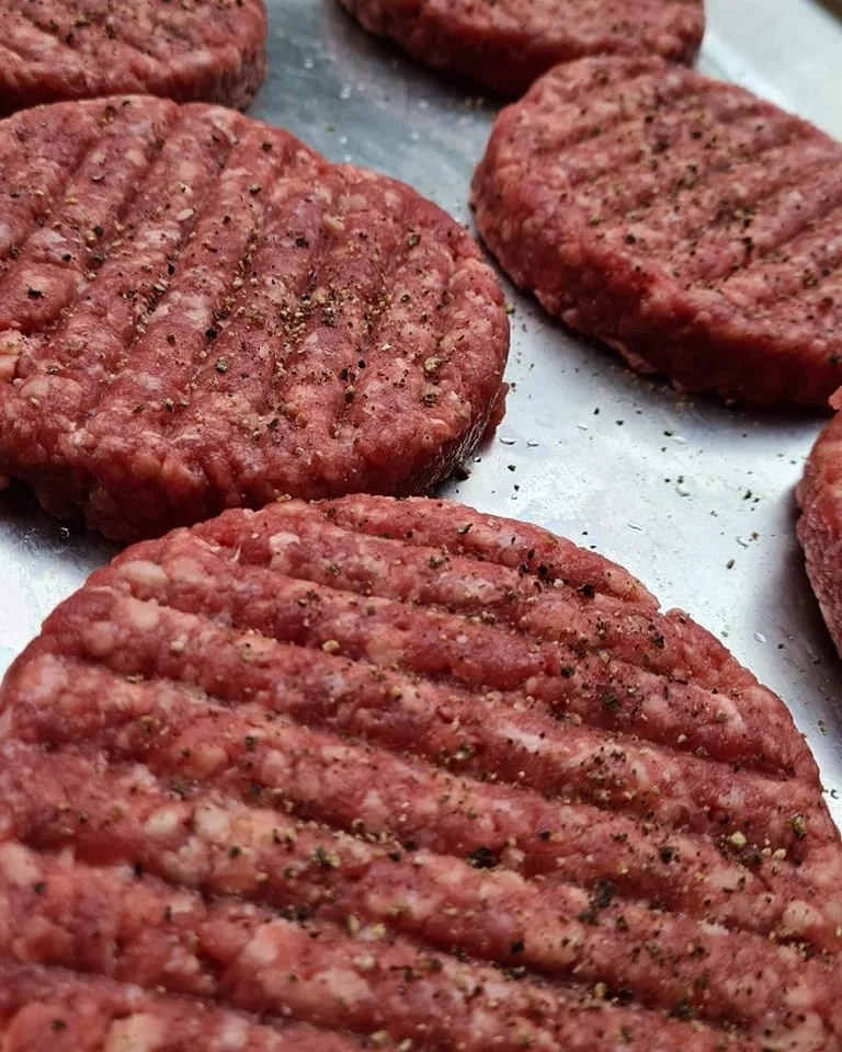 Frozen beef burger patties